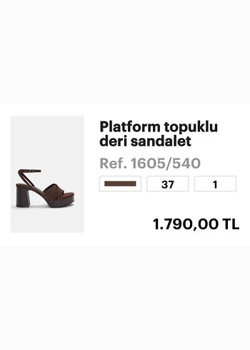 Deri Kahverengi Platform Topuklu Sandalet - Görsel 2