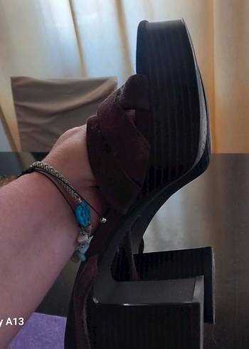 Deri Kahverengi Platform Topuklu Sandalet - Görsel 6