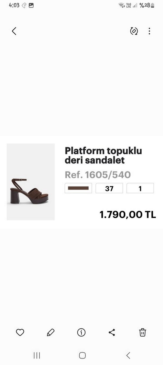 Deri Kahverengi Platform Topuklu Sandalet - Görsel 2