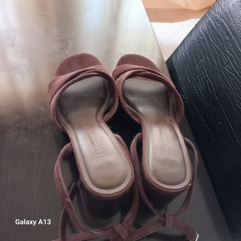 Deri Kahverengi Platform Topuklu Sandalet - Görsel 4