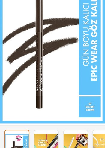 NYX Uzun Süre Kalıcı Kahverengi Göz Kalemi 07 Deepest Brown