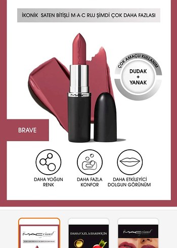 MAC Satin Bitişli Burgundy Ruj - Brave