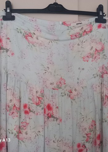 Pamuk Astarli keten karışımlı çiçekli kloş etek - Görsel 5