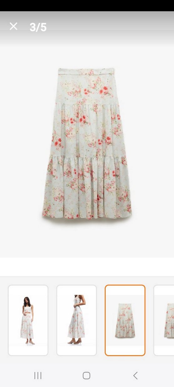 Pamuk Astarli keten karışımlı çiçekli kloş etek - Görsel 2