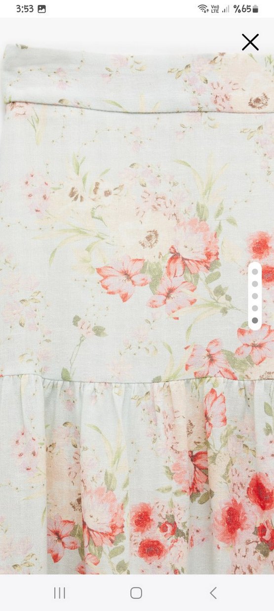 Pamuk Astarli keten karışımlı çiçekli kloş etek - Görsel 3