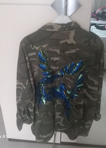 ZARA Kadın Kamuflaj Düğmeli Rahat Ceket - Görsel 6