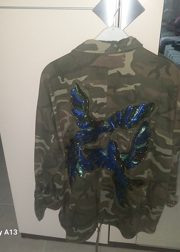 ZARA Kadın Kamuflaj Düğmeli Rahat Ceket - Görsel 8