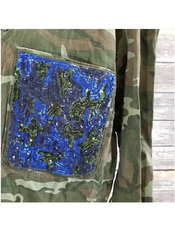 ZARA Kadın Kamuflaj Düğmeli Rahat Ceket - Görsel 2