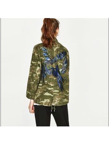 ZARA Kadın Kamuflaj Düğmeli Rahat Ceket - Görsel 7