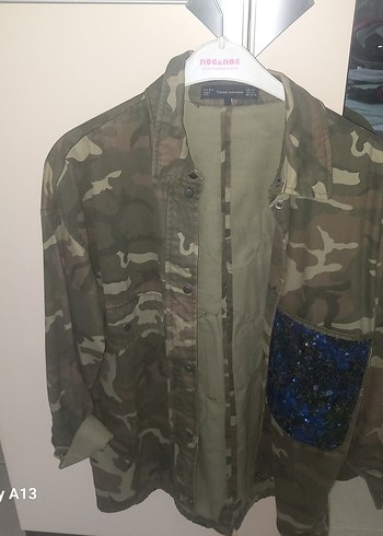 ZARA Kadın Kamuflaj Düğmeli Rahat Ceket - Görsel 3