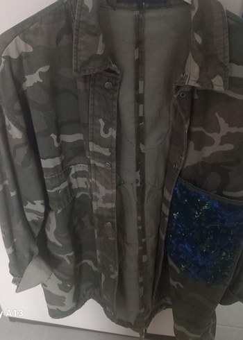 ZARA Kadın Kamuflaj Düğmeli Rahat Ceket - Görsel 5