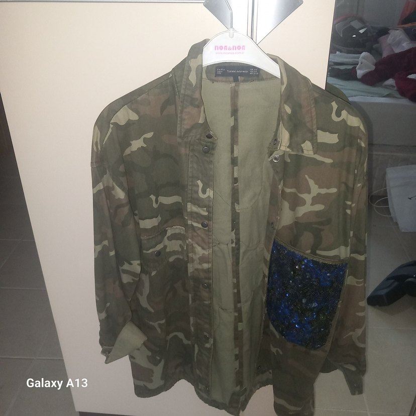ZARA Kadın Kamuflaj Düğmeli Rahat Ceket - Görsel 3