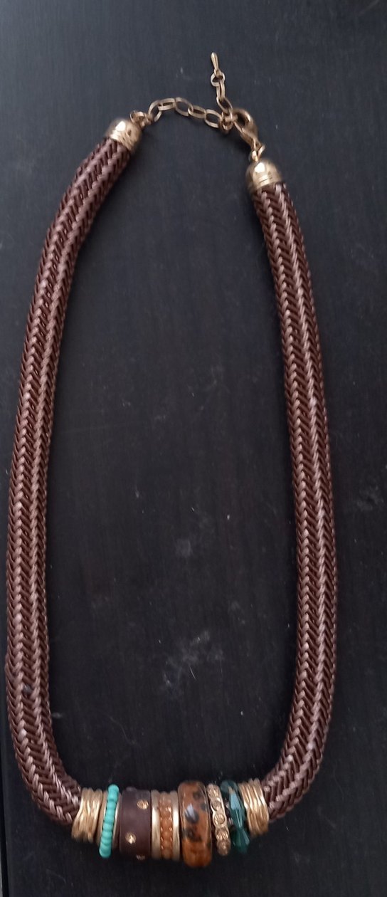 Kahverengi  Boncuklu Bohem Kolye - Görsel 2