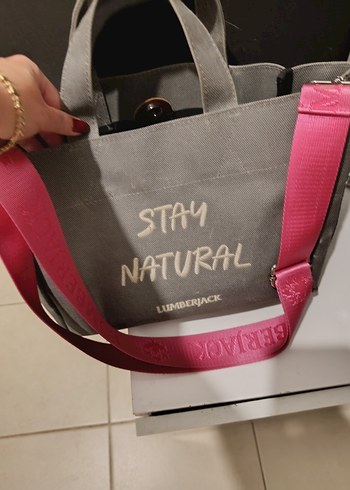 Lumberjack Knvs Bon Kl 5FX Gri Kadın Kol Çantası - Görsel 6