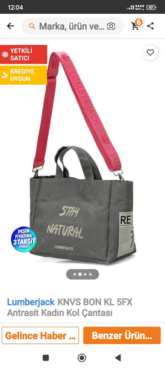 Lumberjack Knvs Bon Kl 5FX Gri Kadın Kol Çantası - Görsel 2