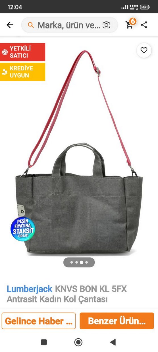 Lumberjack Knvs Bon Kl 5FX Gri Kadın Kol Çantası - Görsel 3