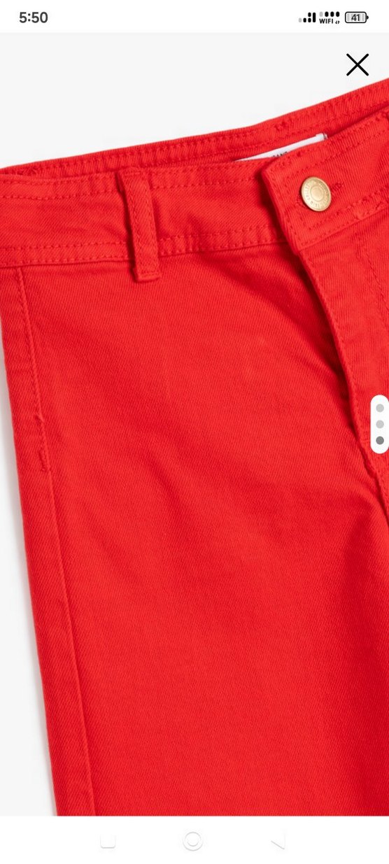 Kırmızı Bol Paça Pamuklu Culotte Pantolon - Görsel 3