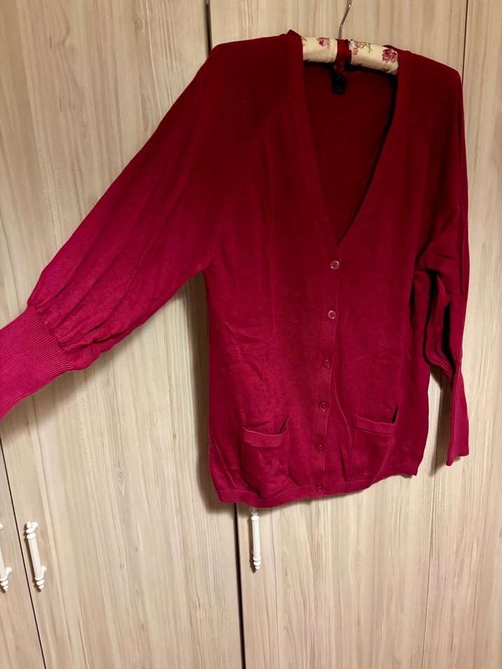 Mango Vişne Rengi Düğmeli Kadın Hırka - Görsel 3