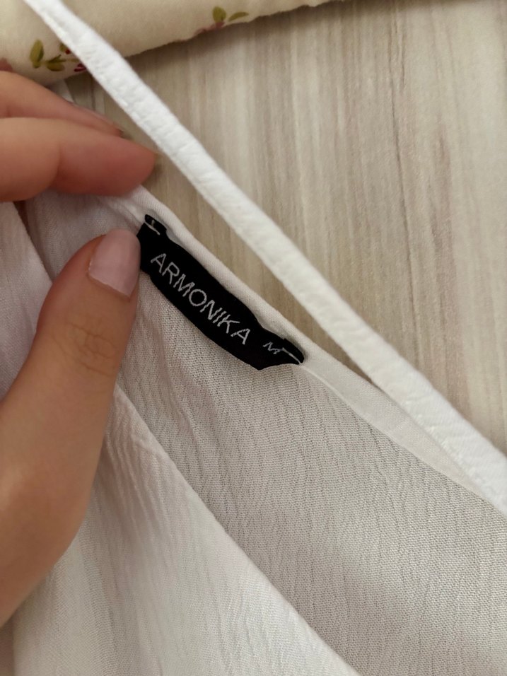 Beyaz Askılı Mini Bohem Elbise - Görsel 4