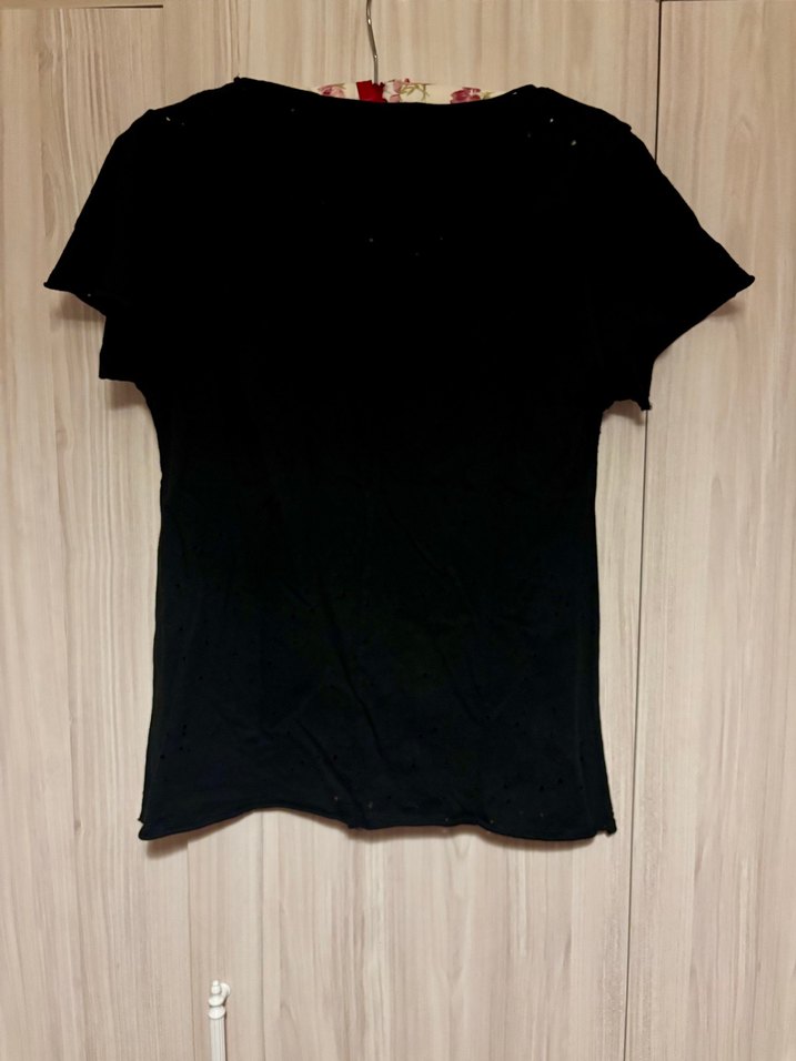 Addax Siyah Kısa Kollu Goth İşleme Tişört - Görsel 2