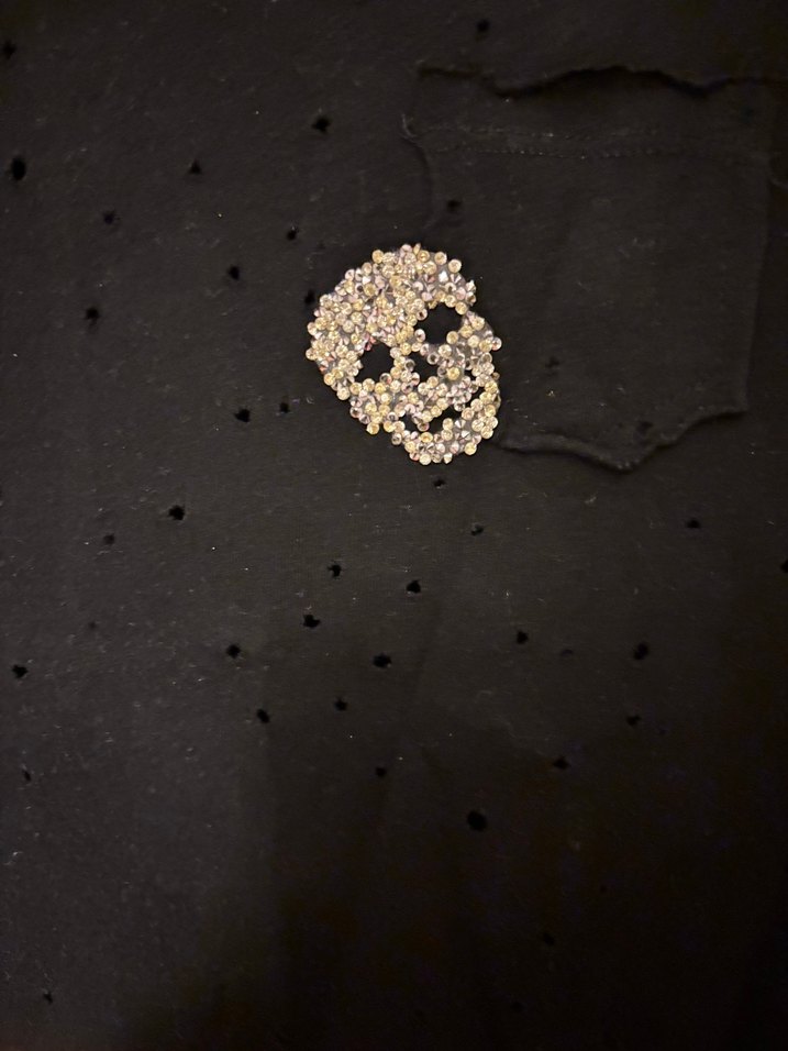 Addax Siyah Kısa Kollu Goth İşleme Tişört - Görsel 4