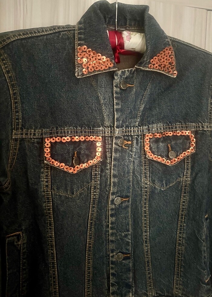 Koyu Kahve Eskitme Y2K Kot Ceket - Görsel 3