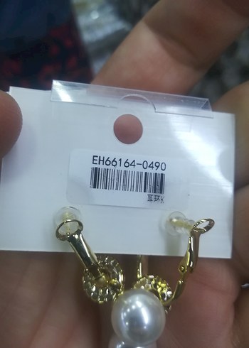 Beden İnci Detaylı Uzun Beyaz Taşlı Küpe