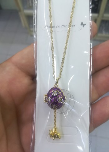 Diğer Diger Mor İşlemeli Boncuklu Kadın Kolye İÇİ AÇILAN KOLYE