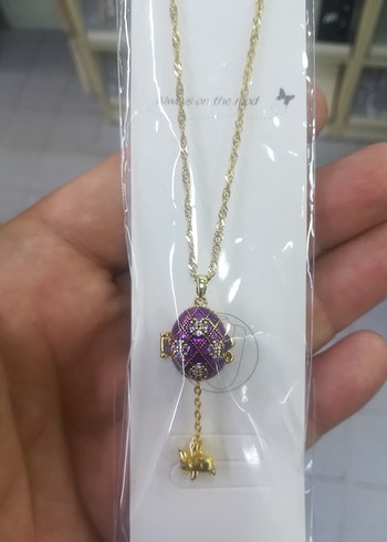 Beden Diger Mor İşlemeli Boncuklu Kadın Kolye İÇİ AÇILAN KOLYE