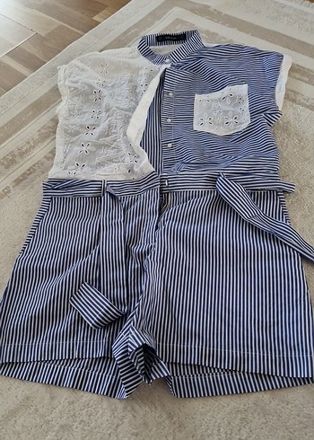 Nakışlı Dantel Detaylı Mavi Kadın Tulum - Görsel 2