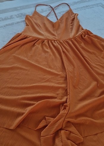 Kadın turuncu Mini Askılı Tulum - Görsel 5