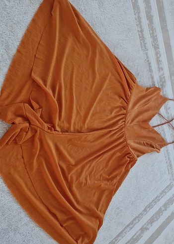 Kadın turuncu Mini Askılı Tulum - Görsel 7