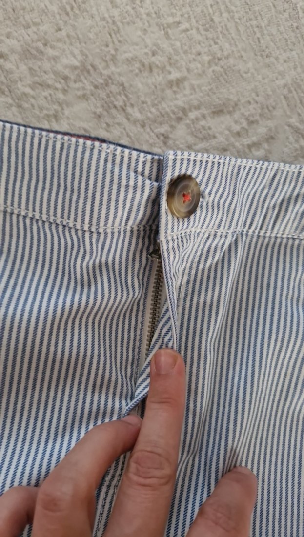 Düğmeli Mavi Çizgili Midi Kot Etek - Görsel 4