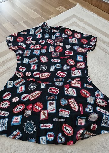 Düğmeli Mini Baskılı Kadın Gömlek elbise - Görsel 8