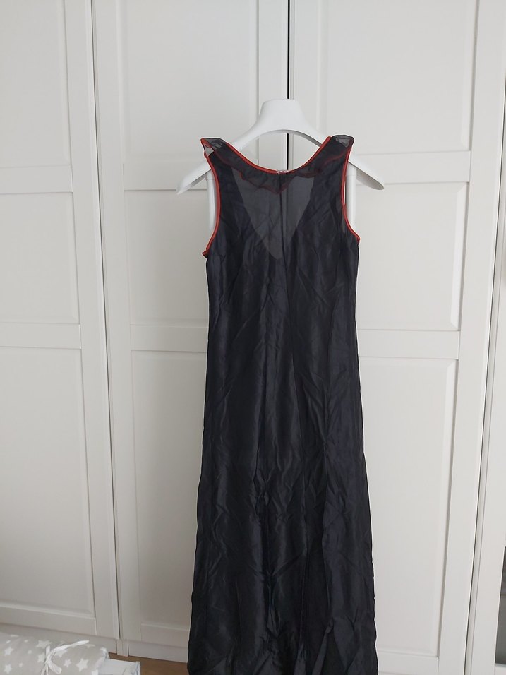 İthal Kırmızı Detaylı Siyah  Gecelik - Görsel 3