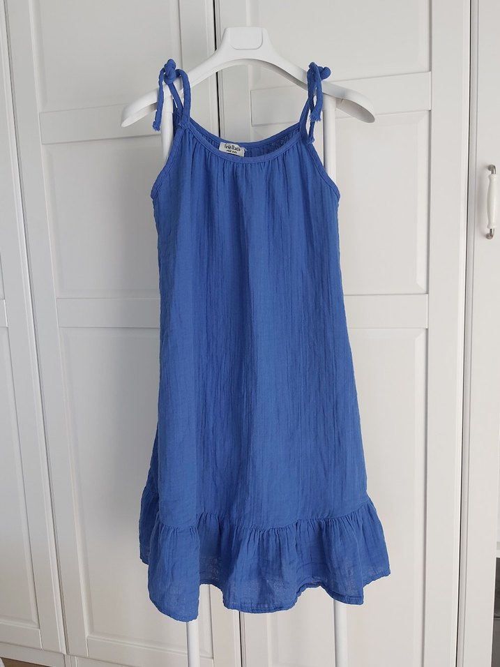 Yeni Mavi Müslin Askılı Elbise - Görsel 4