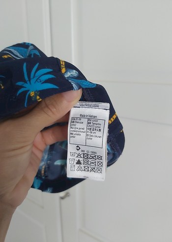 Çocuk Mavi Tropikal Desen Bez Bone - Görsel 3