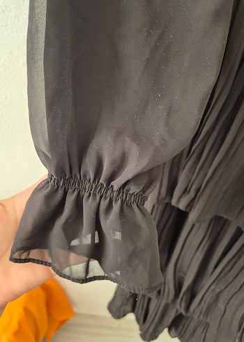 m Beden siyah Renk Siyah Piliseli Uzun Kollu Gotik Elbise