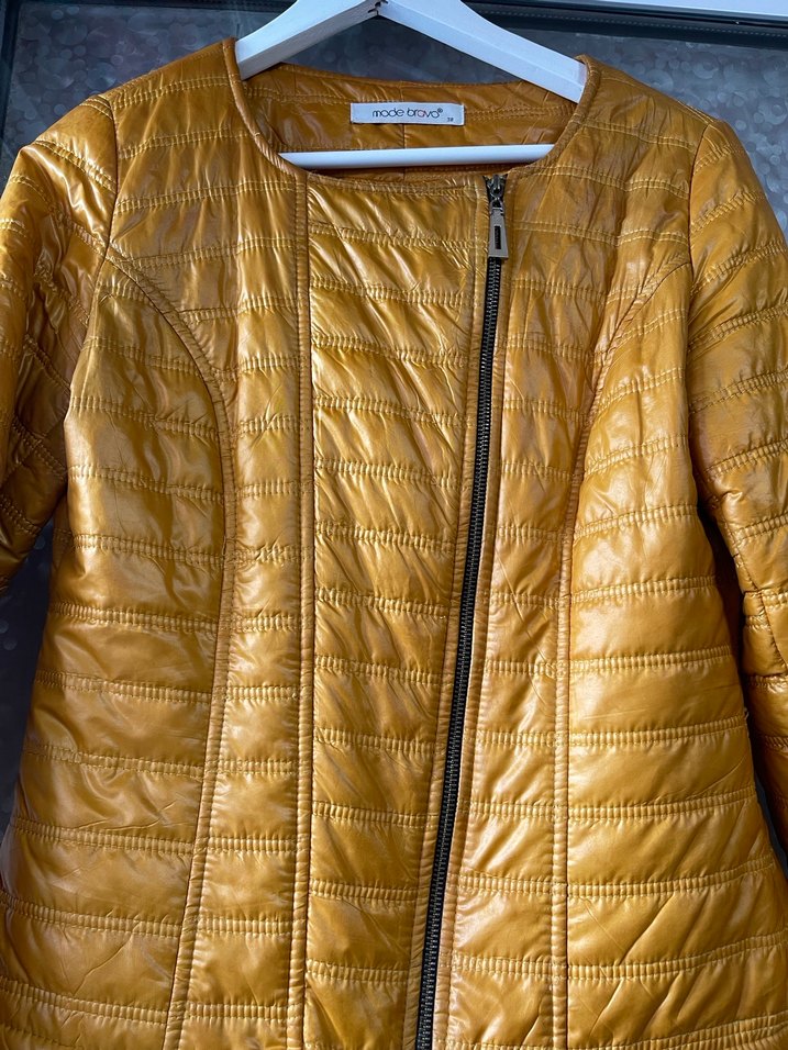 Sarı Fermuarlı Kadın Ceket - Görsel 2