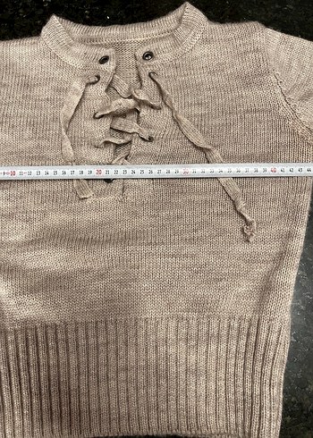 Bej Örgü Kadın Triko Kazak - Görsel 4