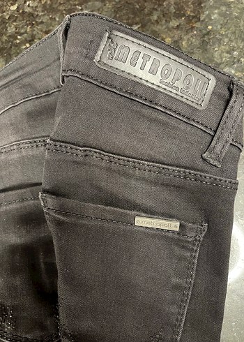 Siyah Yırtık Detaylı likralı Kot Pantolon - Görsel 8