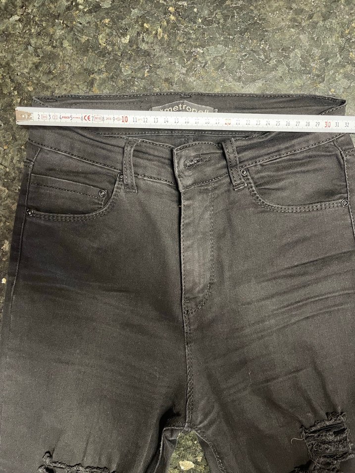 Siyah Yırtık Detaylı likralı Kot Pantolon - Görsel 5