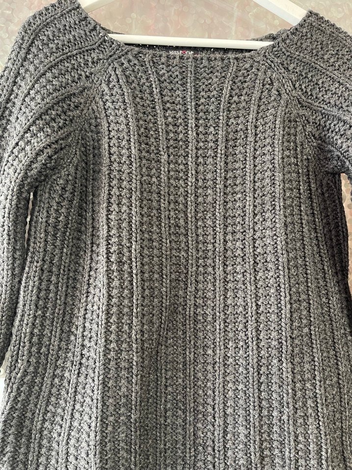 Gri Örgü Kadın Triko Bluz - Görsel 2