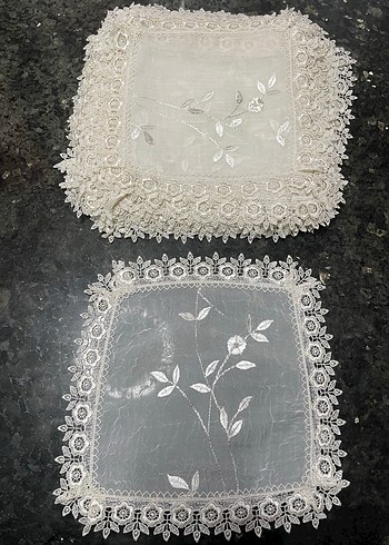 Nakışlı Vintage krem peçete - Görsel 2