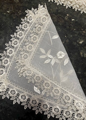 Nakışlı Vintage krem peçete - Görsel 4