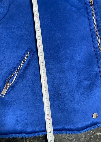 Mavi Kürklü Kısa Kadın Ceket - Görsel 6