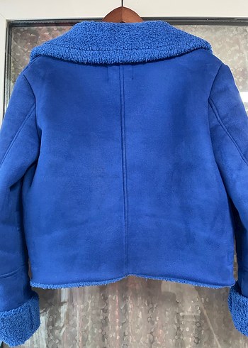 Mavi Kürklü Kısa Kadın Ceket - Görsel 3