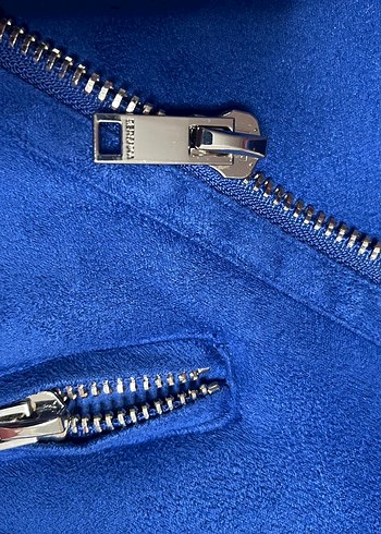 Mavi Kürklü Kısa Kadın Ceket - Görsel 8