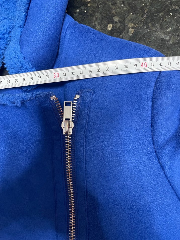 Mavi Kürklü Kısa Kadın Ceket - Görsel 4