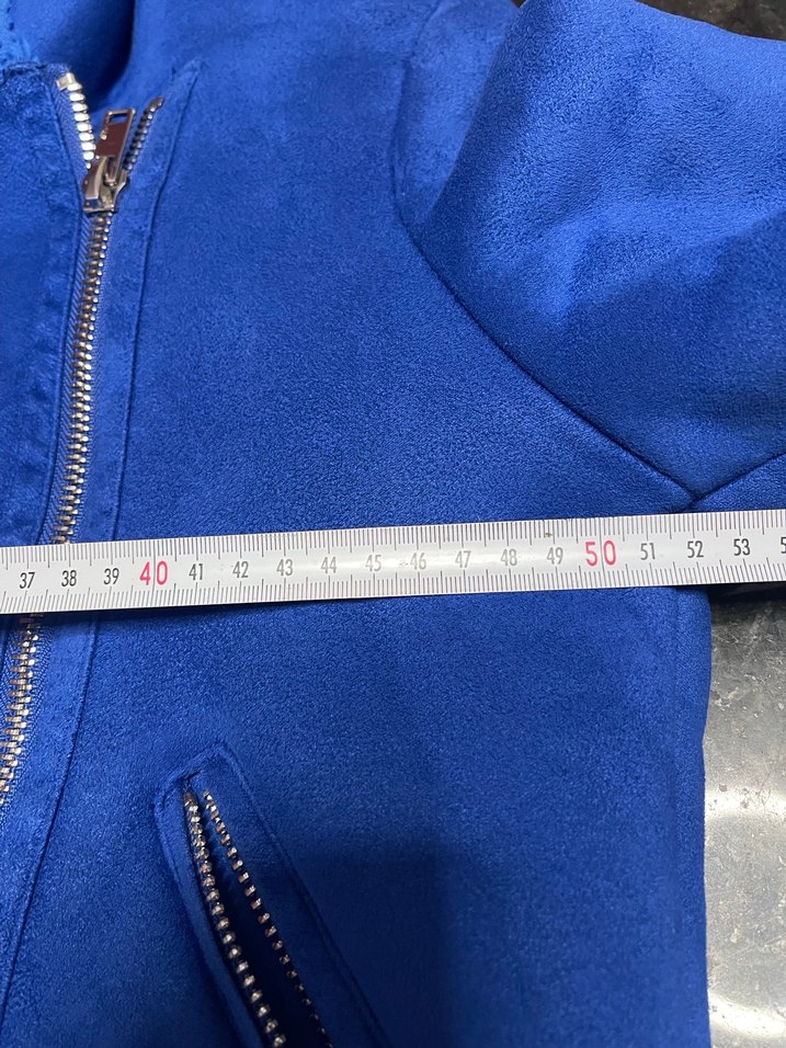 Mavi Kürklü Kısa Kadın Ceket - Görsel 5